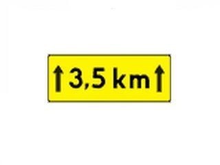 T-2 	tabliczka wskazująca długość odcinka drogi, na którym...