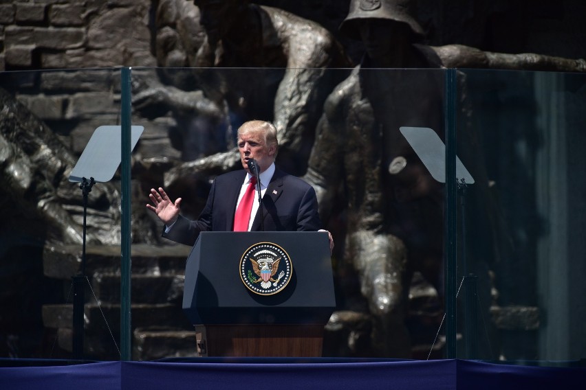 Donald Trump podczas wizyty w Warszawie