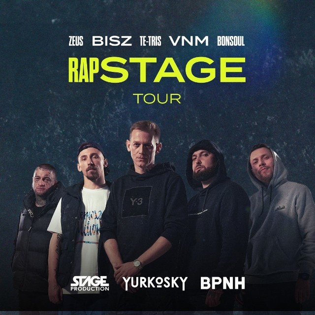 Rap Stage Tour w Łodzi. Już 10 marca wystąpią na jednej scenie: Bisz, Te-Tris, VNM, Zeus i BonSoul. Koncert poprowadzi Yurkovsky.