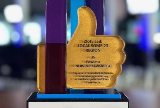 Złoty Lajk dla Powiatu Inowrocławskiego przyznany przez Związek Miast Polskich i Instytut Badań Internetu i Mediów Społecznościowych