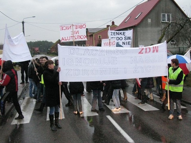 Protest mieszkańców Jutrzenki z grudnia ubiegłego roku. 