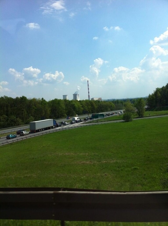 Korek przed bramkami na autostradzie A4 w stronę Krakowa