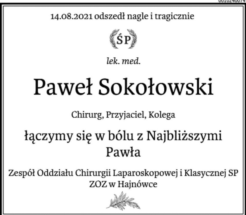 Dr Paweł Sokołowski zginął w tragicznym wypadku na trasie Bielsk Podlaski - Hajnówka. Był cenionym chirurgiem [ZDJĘCIA]