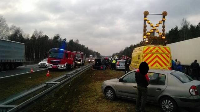 Wypadek na autostradzie A4 w rejonie Trzebini