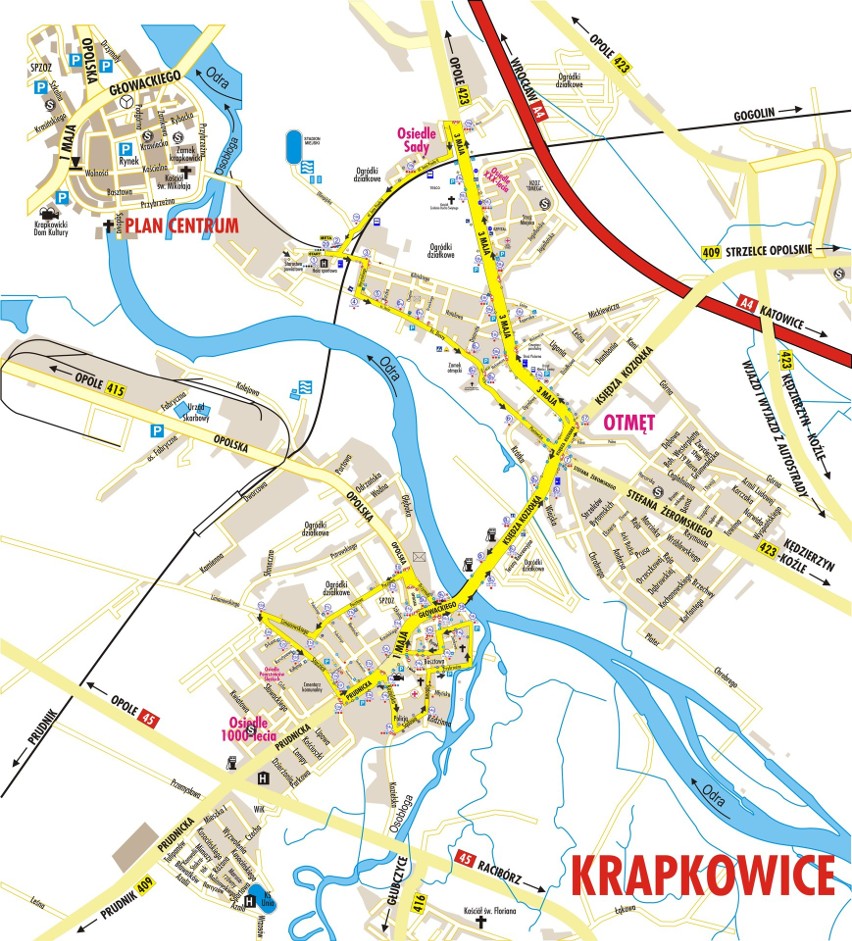 Mapa Krapkowickiego Biegu Ulicznego.