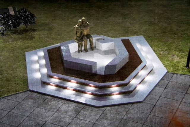 Projekt pomnika Lecha i Marii Kaczyńskich opracowany przez radną Małgorzatę Suchanowską