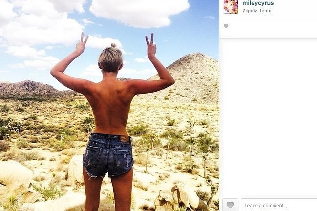 Miley Cyrus umieściła na Instagramie swoje zdjęcie topless....