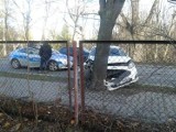 Wypadek na Opolskiej. Samochód uderzył w drzewo (ZDJĘCIA)