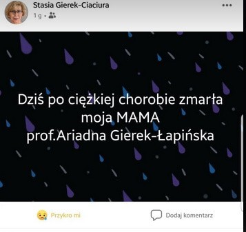 Prof. Ariadna Gierek-Łapińska nie żyje. Wybitna okulistka uratowała wzrok tysiącom pacjentów