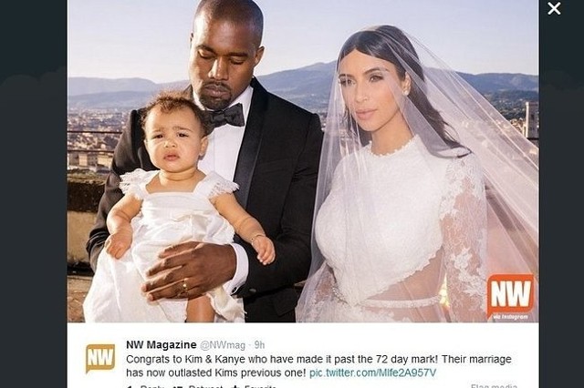 Kim Kardashian i Kanye West z córką North West (fot. screen z Twitter.com)
