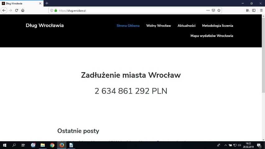 Licznik długu - kwota zadłużenia miejskiej kasy Wrocławia na...
