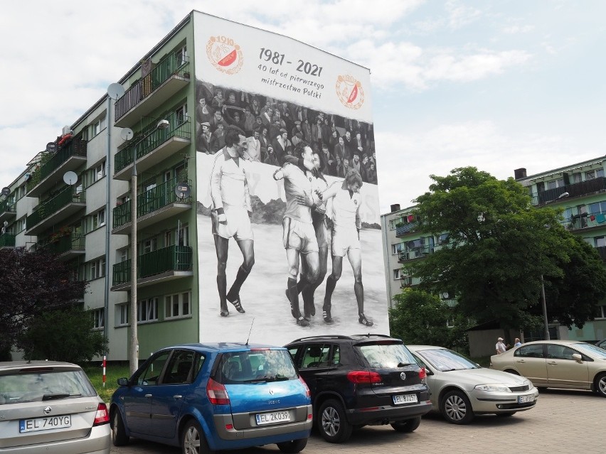 Widzewski mural na jubileusz 40-lecie wywalczenia pierwszego mistrzostwa Polski