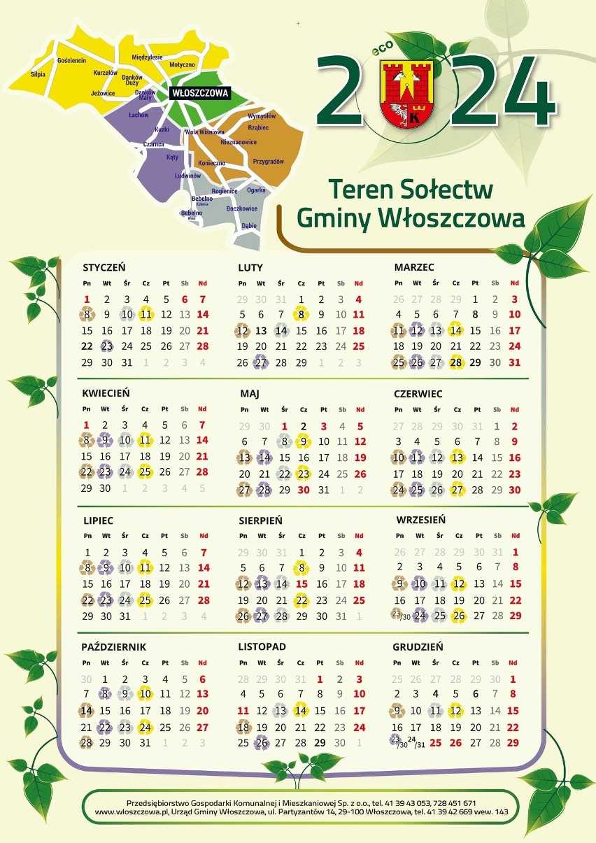 Gmina Włoszczowa. Sprawdź na specjalnych kalendarzach, kiedy odbiorą Twoje śmieci - harmonogram na 2024 rok