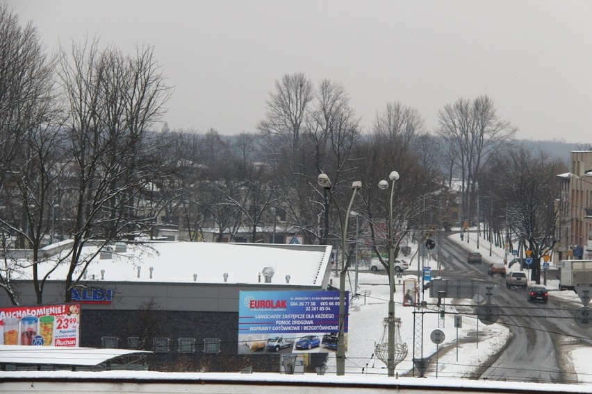 Śródmieście Dąbrowy Górniczej w zimowej odsłonie