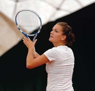 Agnieszka Radwańska podczas wczorajszego treningu w Krakowie Fot. Michał Klag