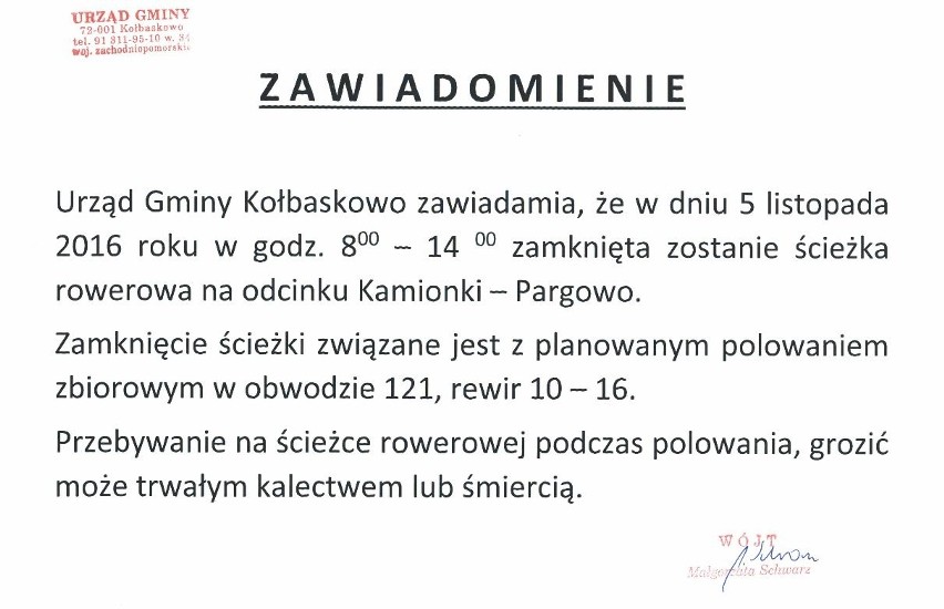 Uwaga rowerzyści! W sobotę na tej ścieżce możecie zginąć