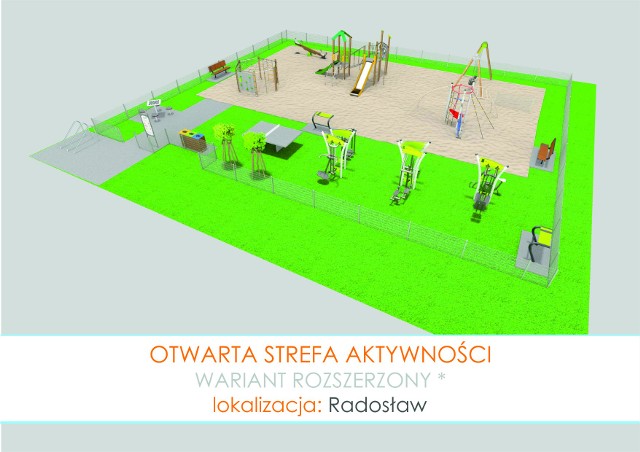 Wizualizacja Otwartej Strefy Aktywności w Radosławiu(gmina Sławno)