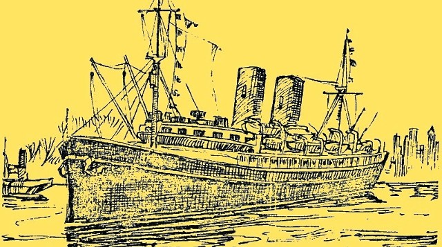 Statek pasażerski Kościuszko, który pływał m.in. do Nowego Jorku, Palestyny i Ameryki Płd.