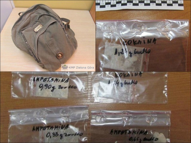 Wewnątrz plecaka znaleziono amfetaminę i kokainę
