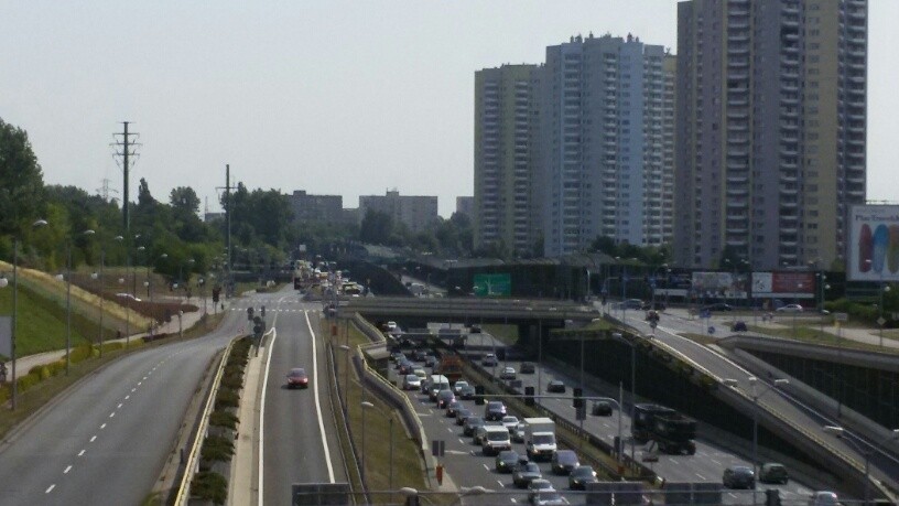 Korek na DTŚ przed tunelem w Katowicach