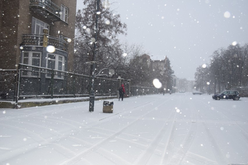 Niż Brygida i atak zimy w regionie radomskim. Na drogach są piaskarki i pługi, ale śnieg wygrywa z drogowcami. Raport na bieżąco, zdjęcia