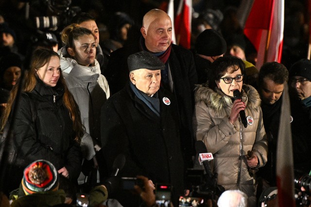 Na koniec protestu głos zabrał m.in. Jarosław Kaczyński i Elżbieta Witek