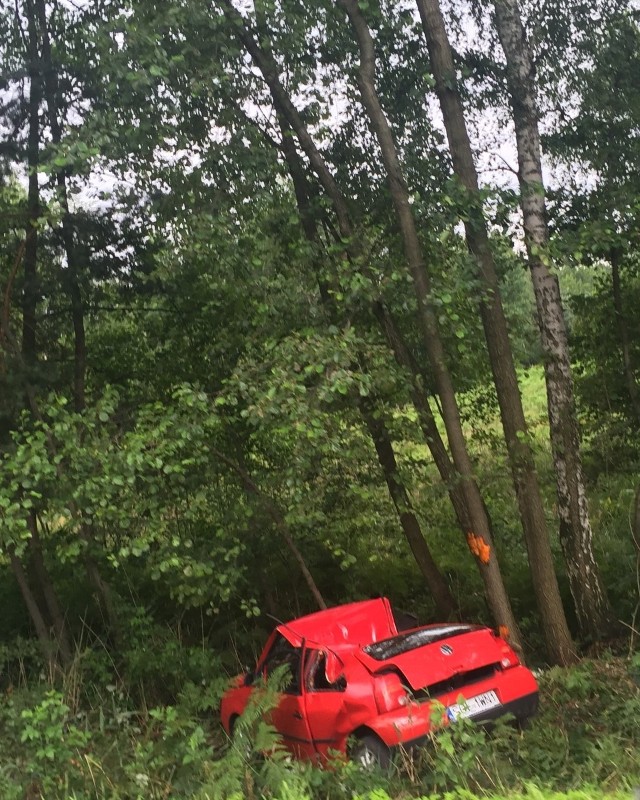 Przegędza. Volkswagen wpadł do rowu