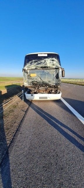 Wypadek w Mnichowie pod Jędrzejowem, zderzenie autobusu i ciężarówki. Służby ratunkowe w akcji