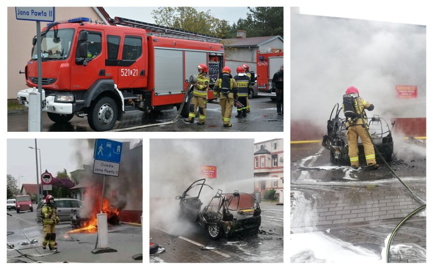 W Sępólnie Krajeńskim spłonął samochód [zdjęcia]