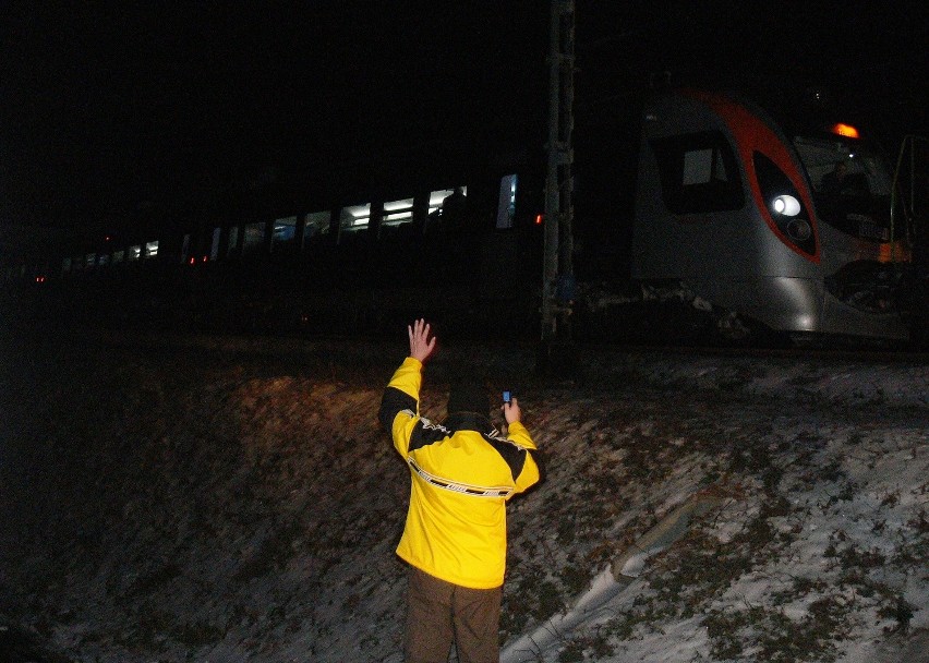 Nocne testy w Przemyślu pociągu relacji Kijów - Przemyśl....