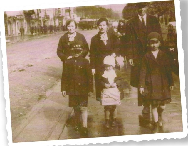 13 maja 1935 r.  Zygmunt Wiński z żoną Marią i trójką dzieci. Dziewczynka z torbą to Zenobia.