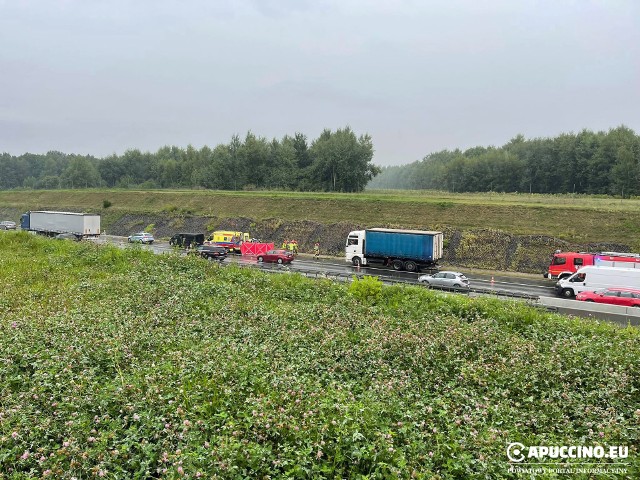Wypadek na autostradzie A4 koło węzła Brzesko, kierowca zasłabł podczas jazdy, lekarz stwierdził zgon, 23.08.2021