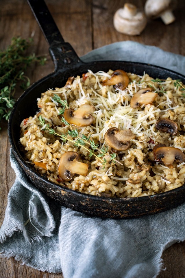 Risotto z pieczarkami i oliwą truflową.