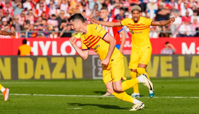 Robert Lewandowski (Barcelona) strzelił gola z rzutu karnego przeciwko Gironie.