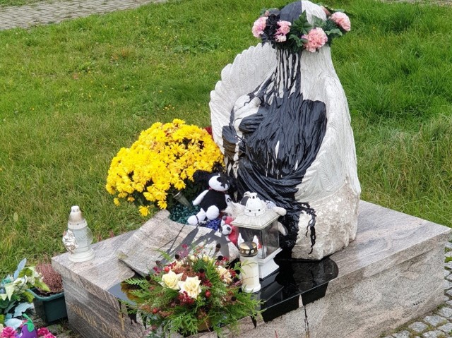 Pomnik Dzieci Nienarodzonych na cmentarzu w Brzezówce (gmina Hażlach) został oblany czarną farbą.Zobacz kolejne zdjęcia. Przesuwaj zdjęcia w prawo - naciśnij strzałkę lub przycisk NASTĘPNE