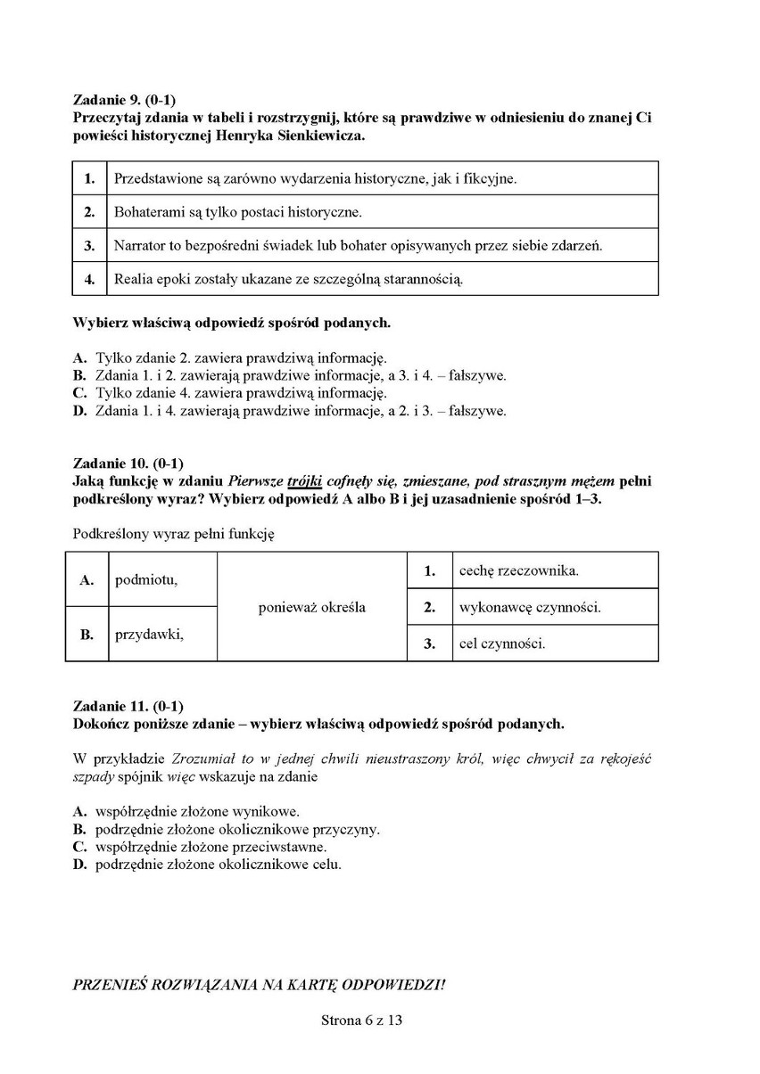 Sprawdzian gimnazjalny 2013 JĘZYK POLSKI [ARKUSZE ZADAŃ I ODPOWIEDZI]