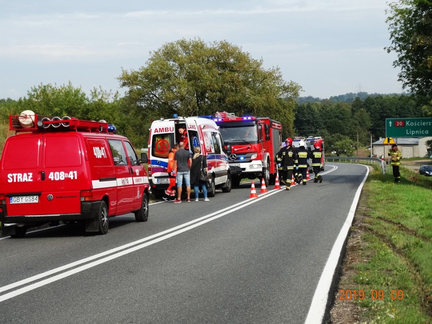 Kolizja na drodze krajowej nr 20 koło Tuchomia (zdjęcia)