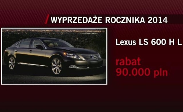 Lexus LS 600 H L do kupienia z rabatem wynoszącym 90 tys. zł