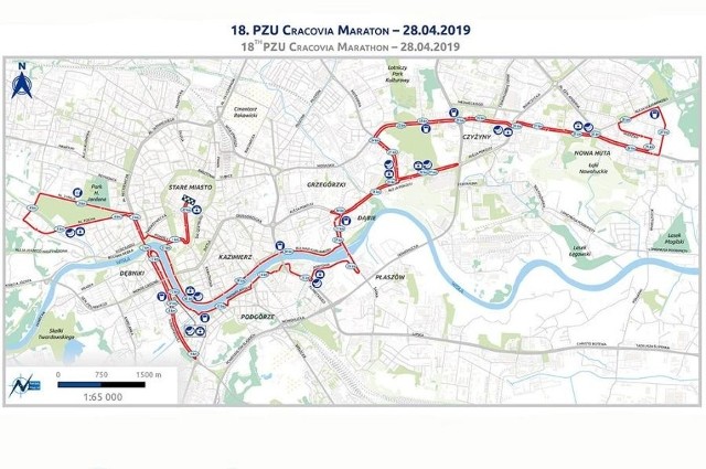 Trasa biegu 18. PZU Cracovia Maraton