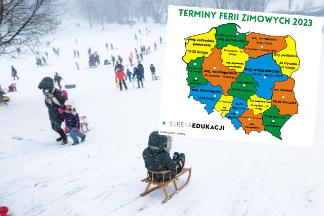 Ferie zimowe w 2023. Kalendarz z podziałem na województwa.