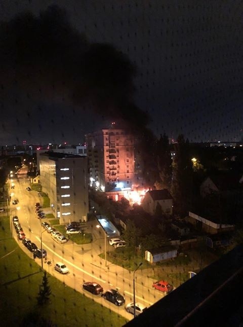 Pożar drewnianego budynku - ulica Prądnicka.