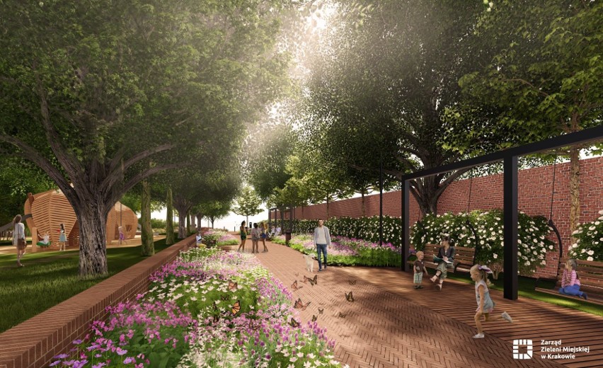 Kraków. W przyszłym roku ma powstać nowy park przy ul. Wita Stwosza. Zieleń pojawi się w miejscu dzikiego parkingu [WIZUALIZACJE]