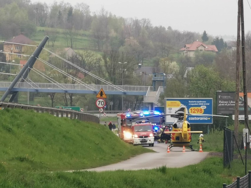 Wypadek na zakopiance w Głogoczowie, niedziela 30.04