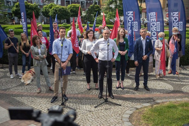 Kampania wyborcza Roberta Biedronia w Słupsku.