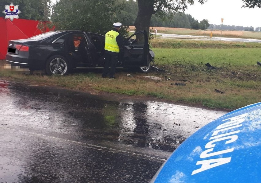 Wypadek w Radzyniu Podlaskim: Audi uderzyło w drzewo. Zginęło dwóch młodych ludzi (ZDJĘCIA)