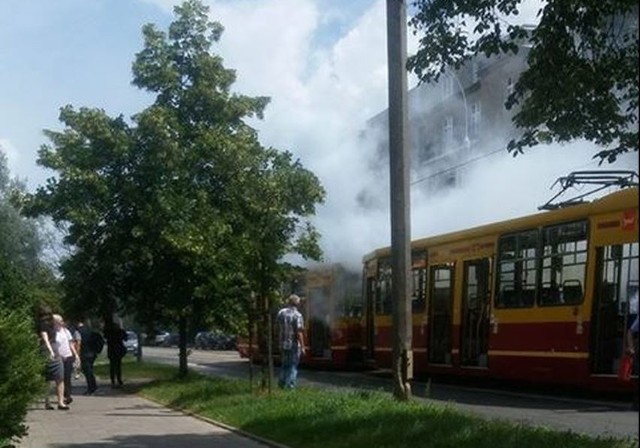 Pożar w tramwaju na ul. Narutowicza