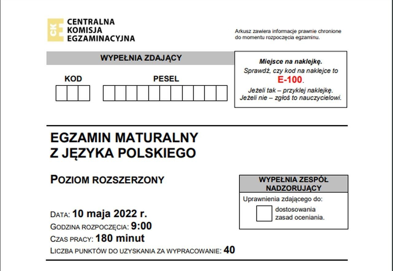 Matura 2022. Język polski rozszerzony. Odpowiedzi, rozwiązania, arkusze CKE  | Kurier Poranny