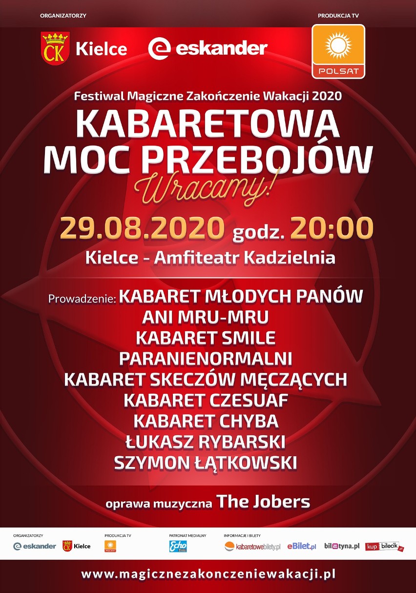 Festiwal Magiczne Zakończenie Wakacji w amfiteatrze Kadzielnia w Kielcach potrwa dwa dni. Będą najlepsze kabarety! Zobacz zwiastun