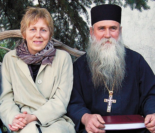 Anna Radziukiewicz z mnichem Atanazym, ihumenem monastyru w Ujkowicach