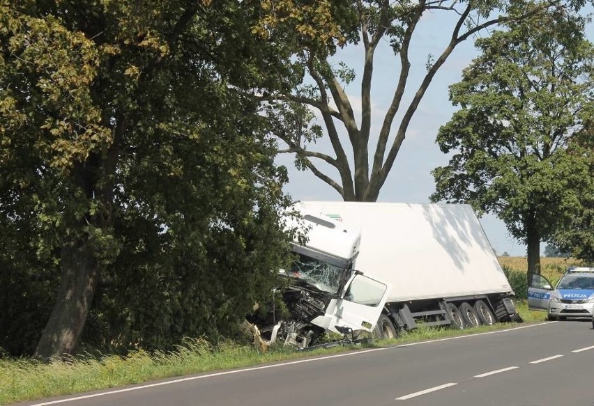 Krotoszyn: Ciężarówka uderzyła w drzewo